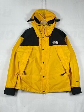 Vintage The North Face Gore Tex Hooded Yellow Black Vented Full Zip Jacket Sz L